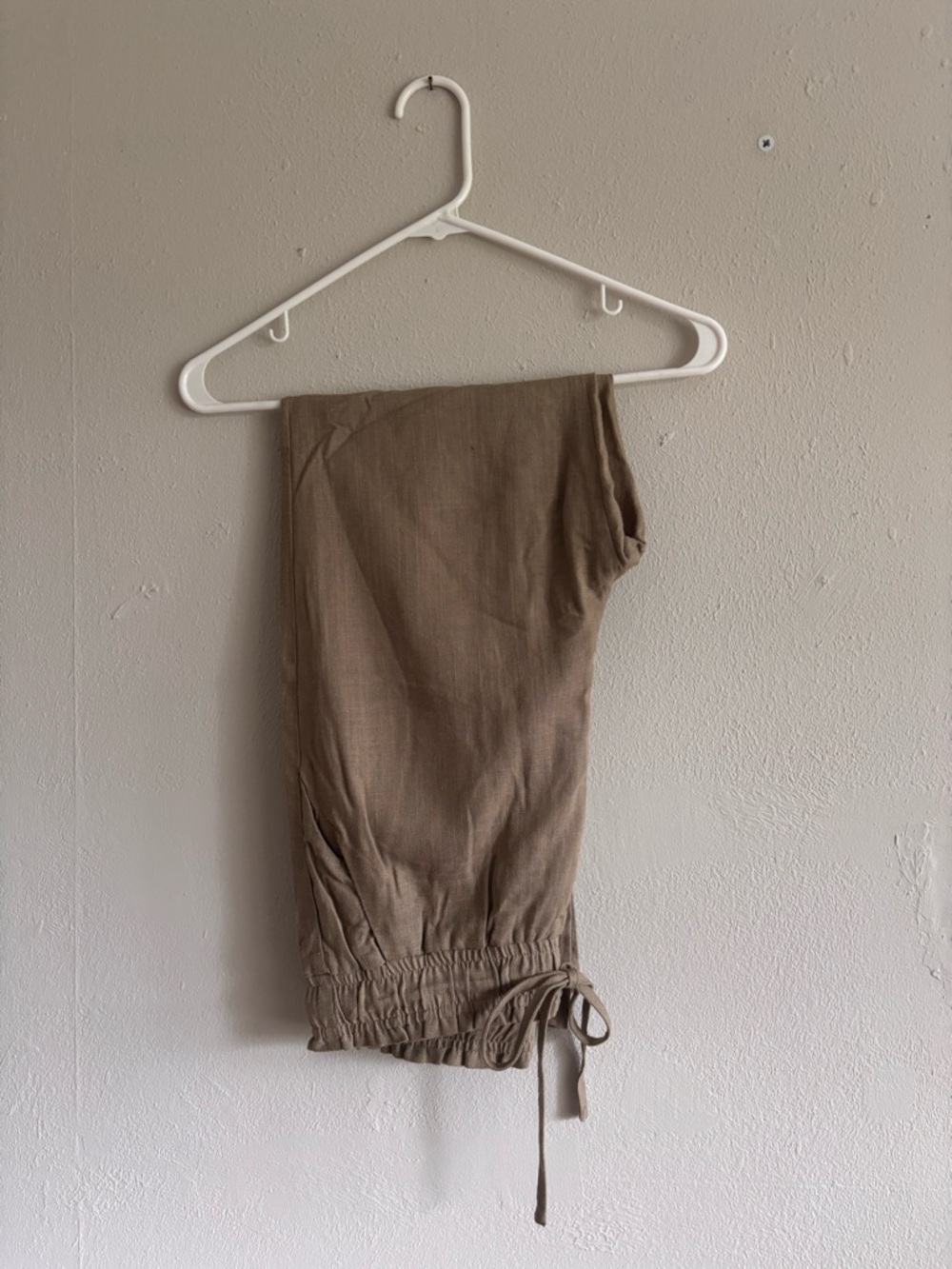 Lush Olive Green Drawstring Linen Pants